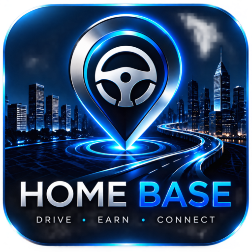 Home Base waypoint and steering-wheel logo